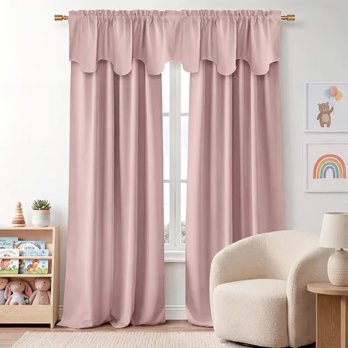 Vista 6 de NICETOWN Cenefa opaca para dormitorio festoneada con bolsillo para barra de 52 x 18 pulgadas, cortina de ventana para habitación de niñas/guardería