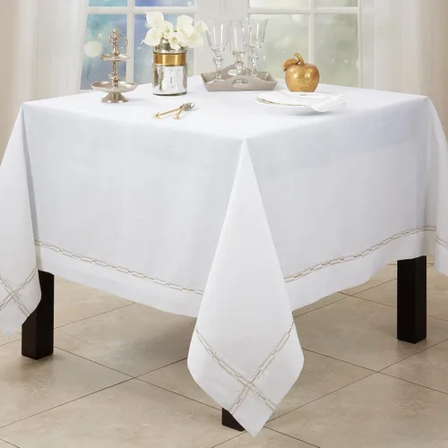 Vista 3 de SARO LIFESTYLE Elegante mantel bordado, dorado, 72