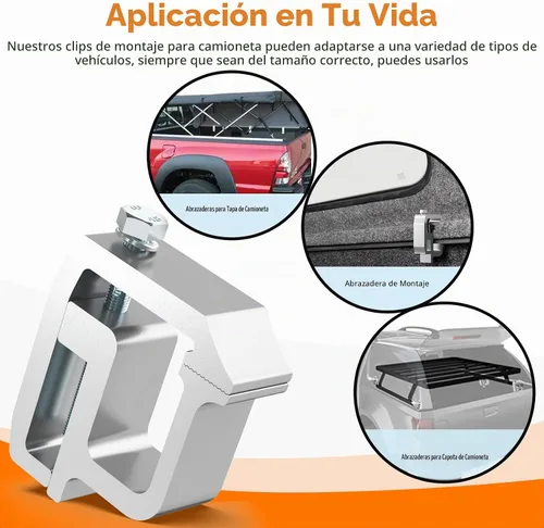 Vista 4 de ovsor Paquete de 4 abrazaderas plateadas para caravana, juego de montaje de Negro