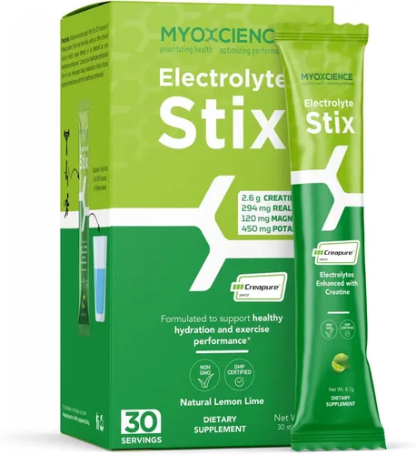Vista 9 de MYOXCIENCE Electrolyte STIX Polvo de electrolito de creatina Recuperación del ejercicio y el desarrollo muscular con sal real
