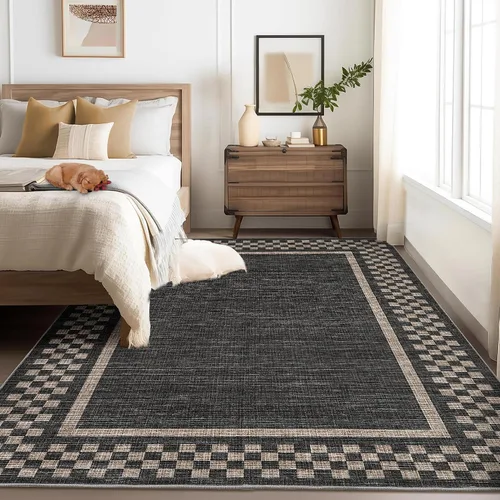 Vista 15 de GarveeHome Alfombra lavable de 5 x 7 pies para sala de estar, alfombra Beige festoneado