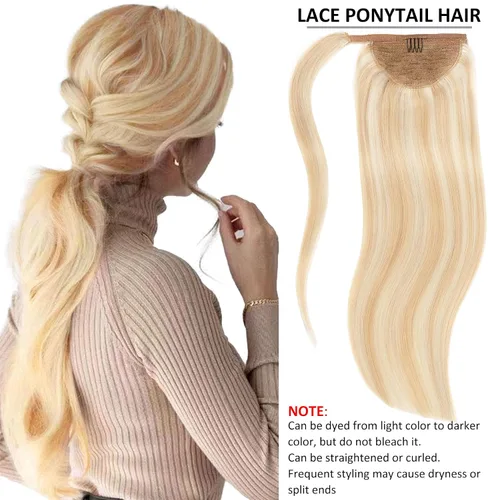 Vista 6 de Caliee Extensión de cabello humano de 14 pulgadas de largo, con reflejos P12/60A, color marrón dorado con rubio platino, extensión de cabello 100%