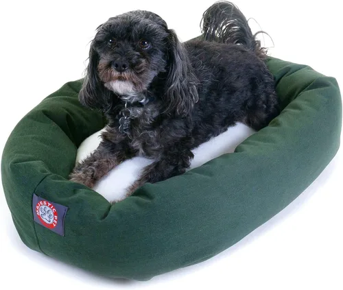 Vista 7 de Cama para perros Bagel de 40 pulgadas negra y Sherpa de Majestic Pet Products Negro