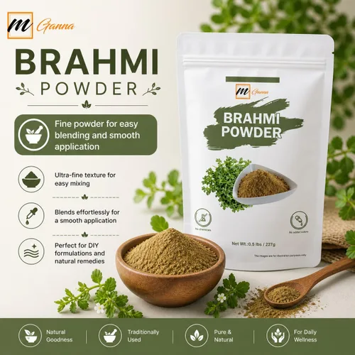 Vista 6 de Brahmi Powder 100% puro y natural, 0.22 libras / 100 GMS Polvo de Bacopa Monnieri para cabello y salud