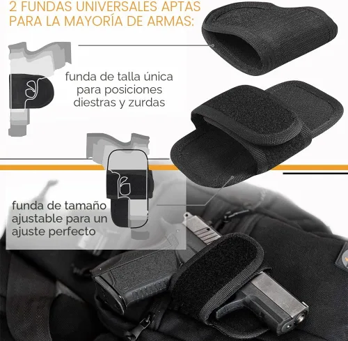 Vista 5 de TECEUM Bolso bandolera táctico compacto – CCW para todos los días – Más de 10 estilos – Bolso cruzado de hombro para transporte oculto de pistola