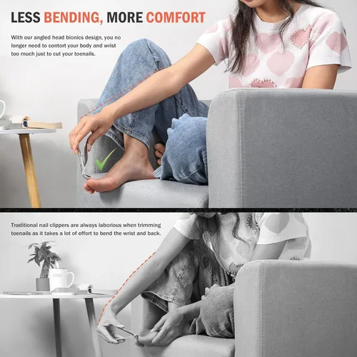 Vista 2 de BEZOX Cortaúñas Ergonómico de Cabeza Angulada para Uñas Gruesas de los Pies para Personas Mayores - Cortaúñas Grandes para Uñas Gruesas y Encarnadas