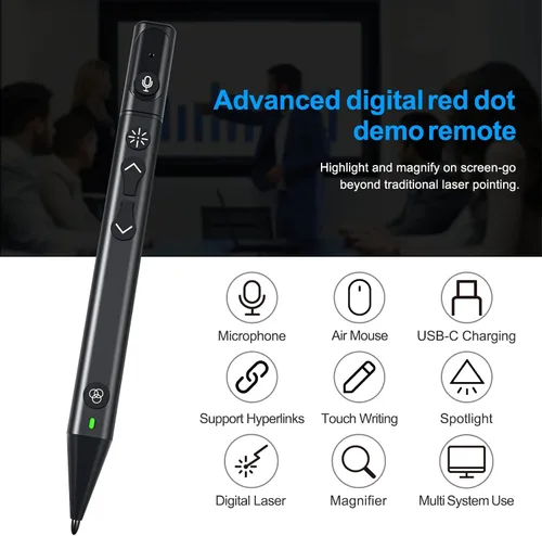 Vista 6 de Clicker para presentaciones de PowerPoint, TIBURN Presentation Clicker USB C tiene Spotlighting, Highlighting, Magnifying, Air Mouse, Mark