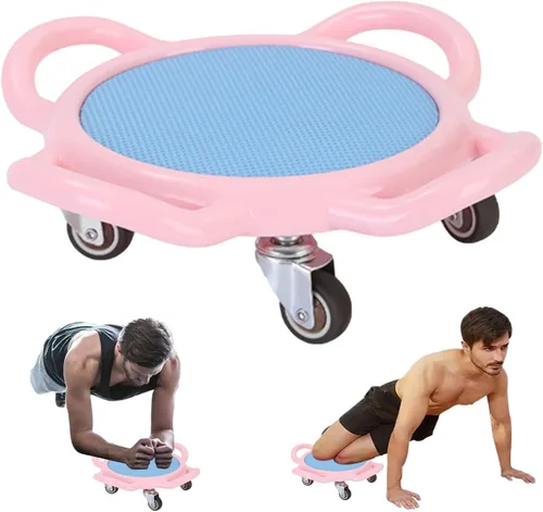 Vista 6 de Rueda de rodillo abdominal, rotación de 360° para mujer, antideslizante, portátil, multifuncional, tabla de ejercicio con alfombrilla