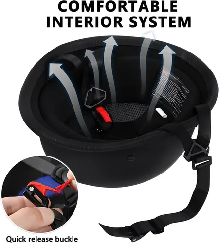 Vista 5 de Casco de motocicleta de estilo alemán, casco de media concha para adultos, hombres y mujeres, casco de motocicleta ligero retro aprobado por DOT