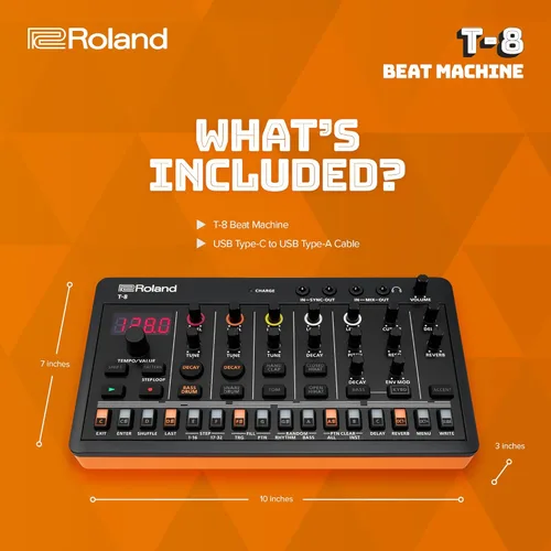Vista 6 de Roland AIRA Compact T-8 BEAT MACHINE Máquina de ritmo y bajo ultraportátil con sonidos Roland genuinos Secuenciador de batería TR-REC Seis