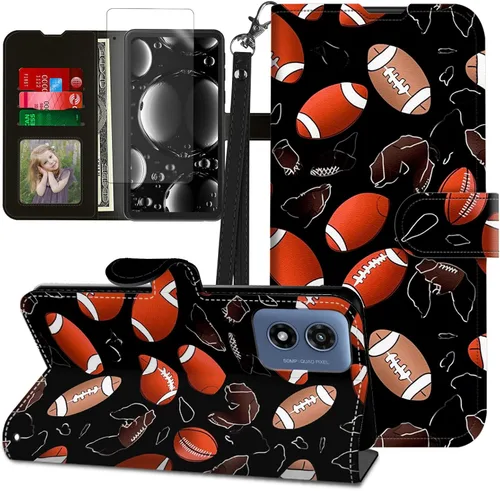 Vista 347 de Funda para Motorola Edge 2022 con protector de pantalla, soporte y tarjetero y correa para la muñeca, funda magnética para Moto Edge 2022 5G UW Lobo