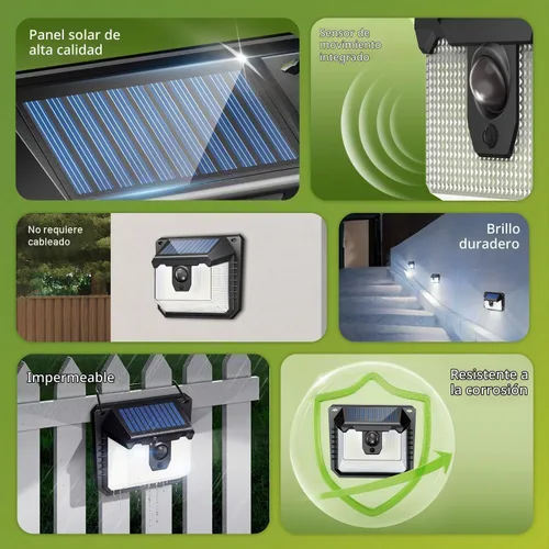Vista 2 de Philips Luces solares con sensor de movimiento para exteriores, 120 luces LED de seguridad alimentadas por energía solar, 3 modos de iluminación