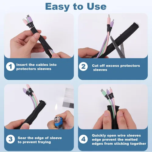 Vista 3 de BUSOHA Cubiertas de alambre para cables – Protectores de cable de 26 pies de mascotas no masticable 1/2 pulgada flexible de gestión de cables