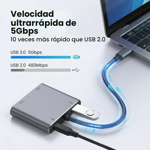 Vista 7 de Adaptador USB C a HDTV dual, adaptador multipuerto USB C de 4K a 60 Hz con 2 HDMI, USB 3.0, 100 W PD, macOS solo permite modo espejo, Windows