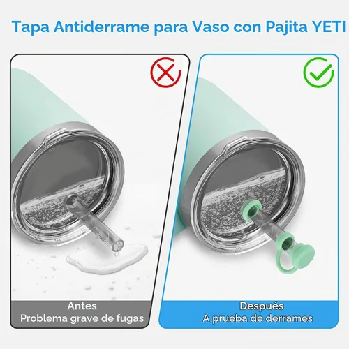 Vista 2 de ERKOON Juego de tapones de silicona para derrames compatible con vasos de paja YETI, accesorios para vasos, funda de popote de silicona, protectores