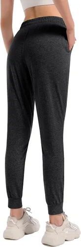 Vista 3 de HARTPOR Pantalones deportivos de algodón para mujer, pantalones deportivos para yoga, pantalones deportivos casuales para correr con bolsillos