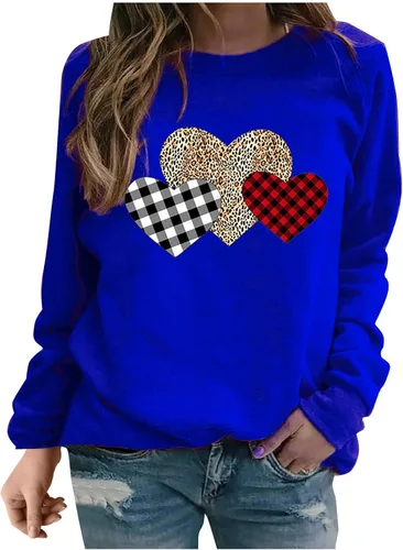 Vista 98 de Sudadera de manga larga con estampado de leopardo y corazón para mujer, para el día de San Valentín, sin botones, para niñas, regalos