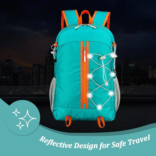 Vista 4 de Mochila plegable ultraligera resistente al agua para viajes, campamento al aire libre, 25L, 5