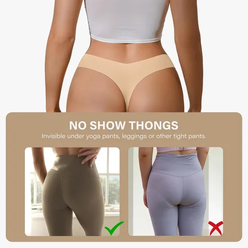 Vista 3 de DEANGELMON - Tangas cómodas sin costuras, para mujer, ropa interior invisible, paquete surtido