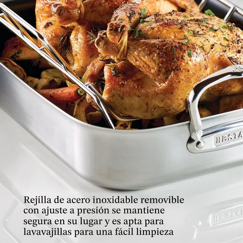 Vista 3 de Hestan Provisiones: sartén antiadherente con revestimiento clásico de 14.5 pulgadas con estante de acero inoxidable