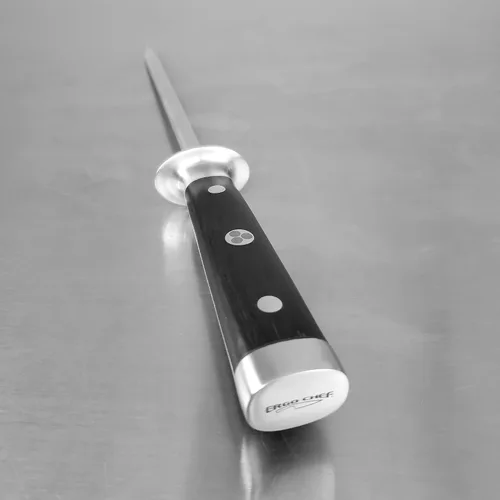 Vista 8 de Ergo Chef Pro Series 2.0 - Afilador de cuchillos - Varilla de afilar de acero inoxidable magnetizado de 9 pulgadas con mango de madera de Pakka