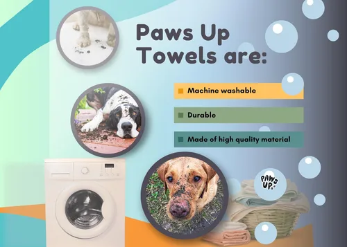 Vista 6 de Toalla de limpieza Paws-up Paw para perros, elimina el barro, la suciedad, la hierba, los alérgenos de la arena, lavable a máquina, también es ideal