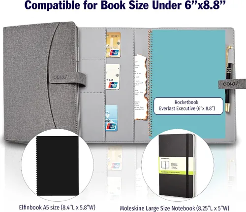 Vista 2 de Cubierta de cuaderno de viaje A5 OOKU compatible con Rocketbook Fusion tamaño ejecutivo, cuaderno inteligente reutilizable, planificador Panda