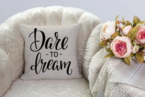 Vista 2 de SSOIU Dare to Dream Inspiration - Funda de cojín decorativa de lino y algodón para el hogar, funda de cojín para sofá, 18 x 18 pulgadas