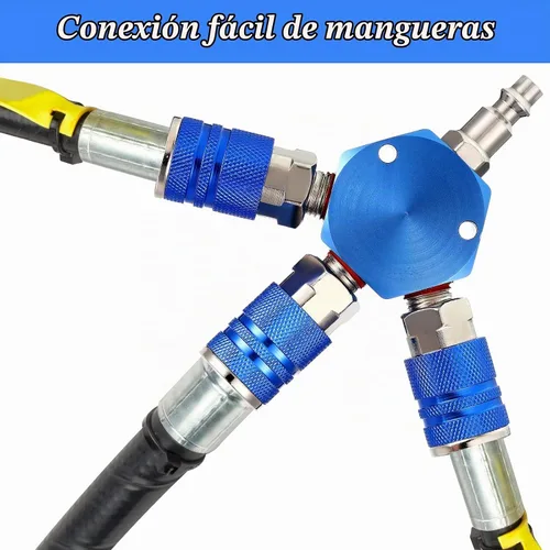 Vista 4 de 2 conectores de manguera de aire, accesorios de manguera de aire de 3 vías, accesorios de compresor NPT de 1/4 pulgadas, colector de resistencia