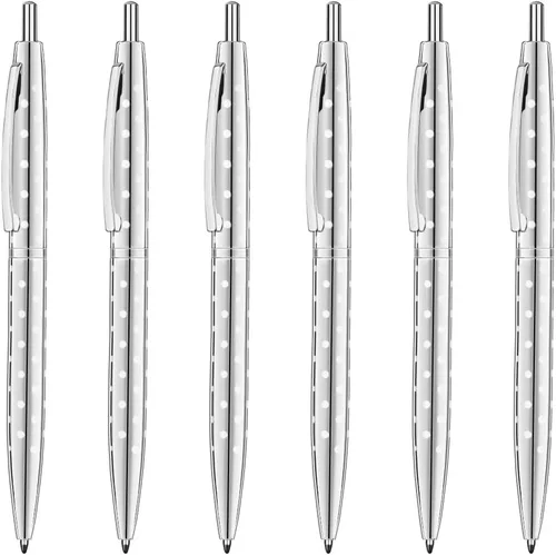 Vista 7 de Unibene Paquete de 6 bolígrafos negros y dorados, tinta negra de punta media de 0.039 pulgadas con 6 recambios de acero inoxidable para negocios