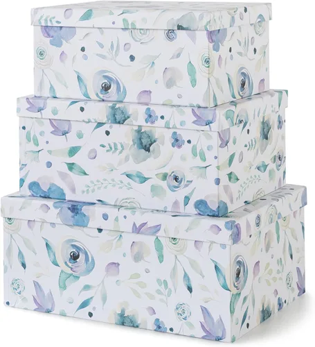 Vista 10 de Soul & Lane Cajas de almacenamiento de fotos de mariposas en vuelo (juego de 3): cajas anidables con tapas, contenedores de cartón decorativos