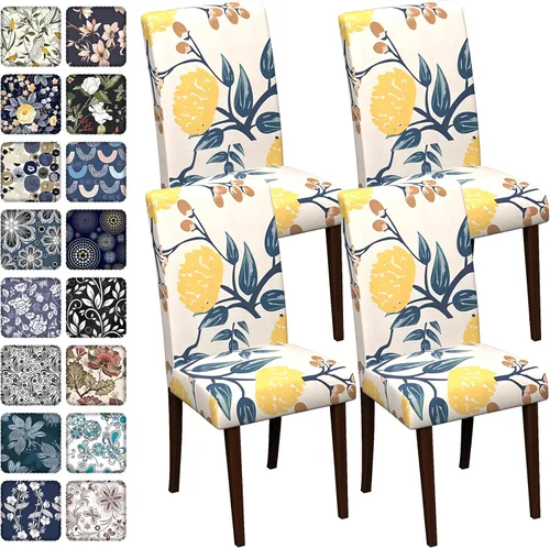 Vista 50 de Fundas para sillas de comedor CoSofSLIP, juego de 2, fundas estampadas elásticas antideslizantes, fundas extraíbles y lavables para sillas