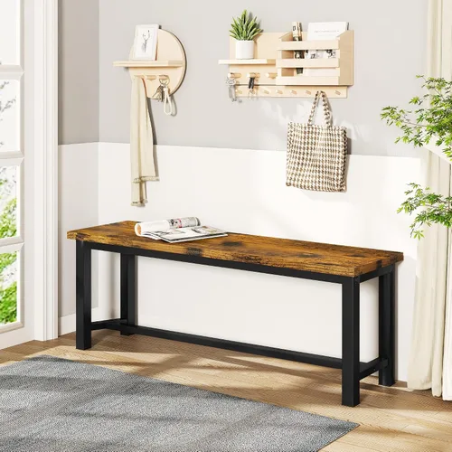 Vista 8 de Recaceik - Par de 2 bancos de comedor, banco de madera industrial rústico de 39 pulgadas Marrón rústico