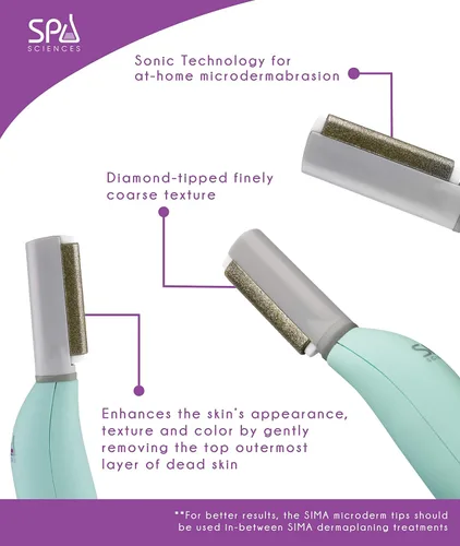 Vista 2 de Spa Sciences SIMA Microderm Tips - 1 punta gruesa y 1 fina - Compatible con la herramienta SIMA Sonic Dermaplaning - Para todo