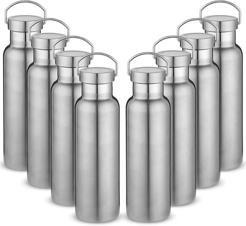 Vista 33 de Neihepal Botellas de agua de acero inoxidable negras, botella de viaje de doble pared con aislamiento al vacío de 20 onzas con tapa a prueba