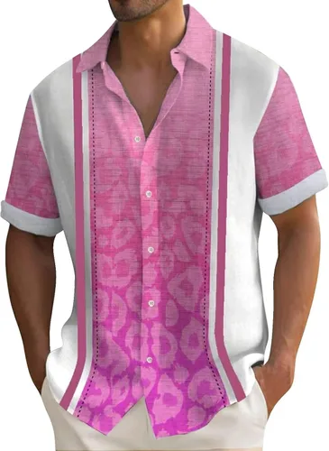 Vista 12 de Camisa hawaiana para hombre, con botones, manga corta, casual, elegante, grande y alta, floral, verano, tropical, para vacaciones