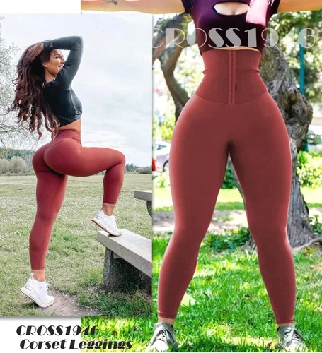 Vista 5 de CROSS1946 Leggings de entrenamiento de cintura para mujer, cintura alta, levantamiento de glúteos, pantalones de yoga con control de abdomen