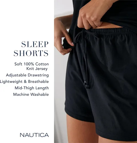 Vista 4 de Nautica Ropa de dormir de algodón para mujer, pantalones cortos de pijama de punto de jersey (talla regular y grande)