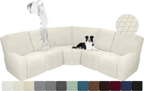 Vista 23 de ALIECOM Funda para Consola Central de Sillón Reclinable, Funda Elástica para Sofá Seccional Reclinable en Forma de L, Funda de Esquinas para Sofá
