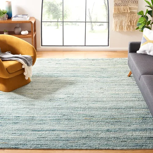 Vista 27 de SAFAVIEH Casablanca Shag Collection - Alfombra decorativa, 2 pies 3 pulgadas x 5 pies, turquesa y marfil, lana maciza hecha a mano, ideal para sala