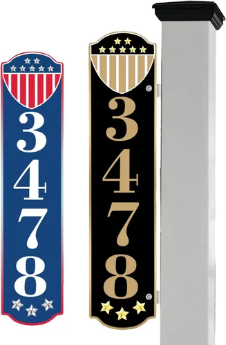 Vista 36 de Placa de dirección de metal personalizada, señales de números para placa de pared de casa, señal de dirección con nombre de calle, números de casa