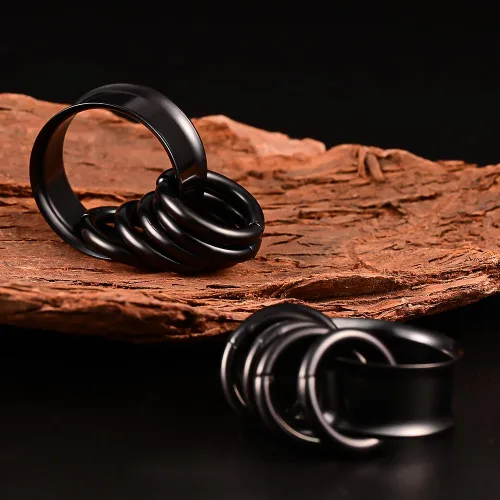 Vista 7 de DOEARKO 2 tapones para los oídos de acero inoxidable 316, túneles a juego, anillos de nariz, estiradores, piercings corporales, joyería