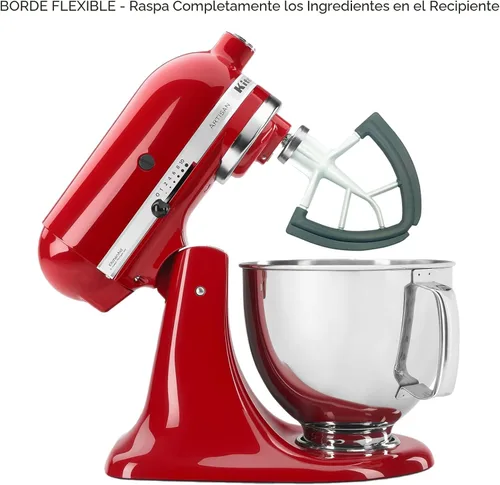 Vista 6 de Batidor de borde flexible para KitchenAid de 4.5/5 cuartos de galón con cabezal inclinable, accesorio para batidora KitchenAid, con bordes de Gris