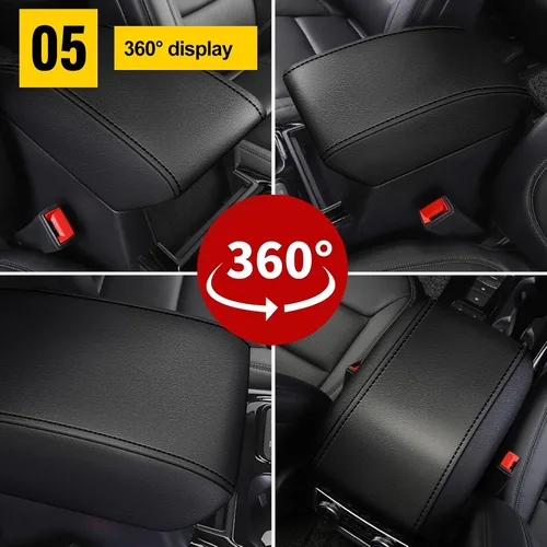 Vista 6 de AOMSAZTO Fundas de consola para Ford Explorer 2020-2022 de cuero negro con costuras negras