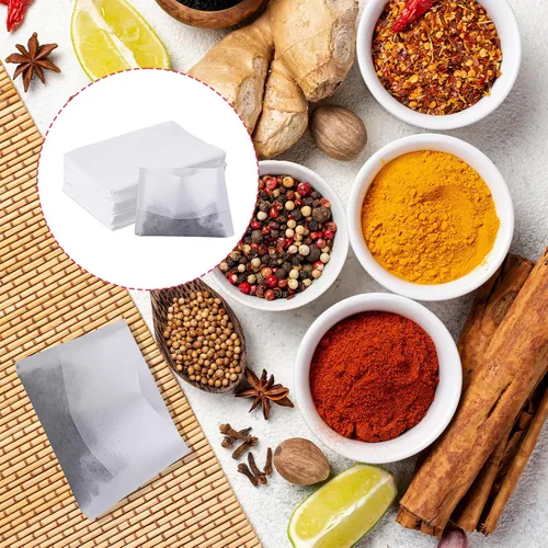 Vista 6 de 100 bolsas de té desechables para té de hojas sueltas, bolsa de filtro de té desechable rellenable, bolsa vacía de té, bolsas de especias