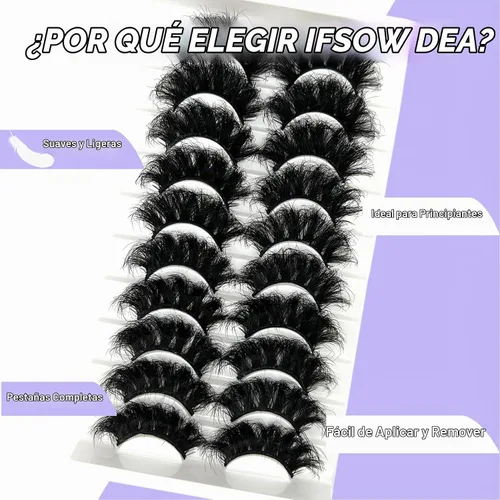 Vista 6 de IFSOWDRA Paquete de pestañas postizas de visón esponjosas de 0.787 in