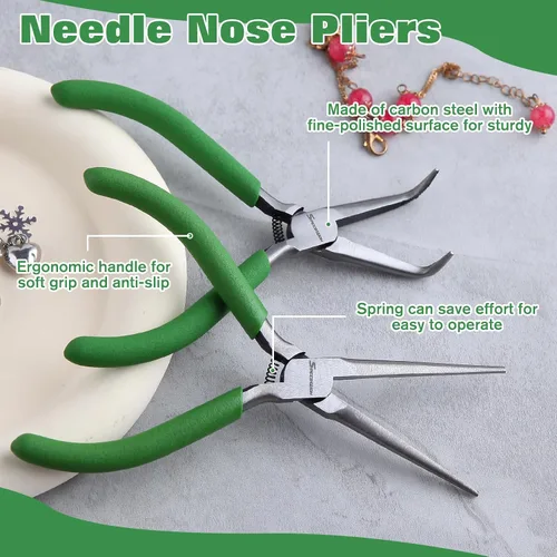Vista 5 de SPEEDWOX 2PCS Alicates Mini de Punta de Aguja Curvados con Dientes y Alicates de Punta de Aguja para Fabricación de Joyas, Alicates de Punta Larga