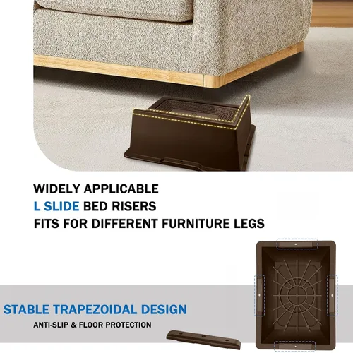 Vista 20 de ANNKUT Elevadores de cama de 2 pulgadas, resistentes, elevadores de sofá de gran tamaño, elevadores de muebles extra anchos para sofá, mesa