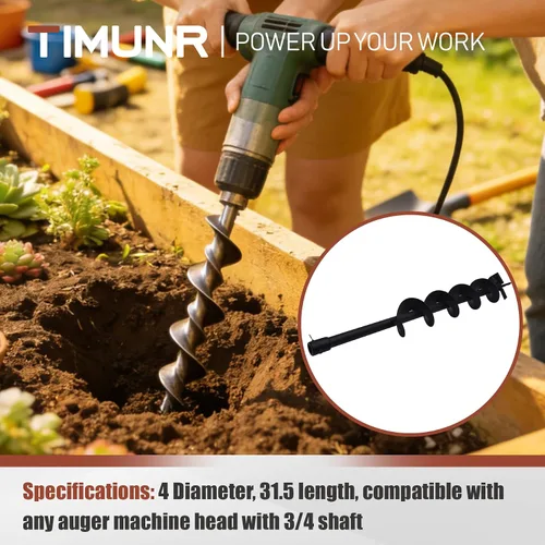 Vista 2 de Brocas de taladro de tierra de 4 pulgadas para plantar, 4 brocas para taladro de motor de gasolina de 31.5 pulgadas, brocas para excavadoras