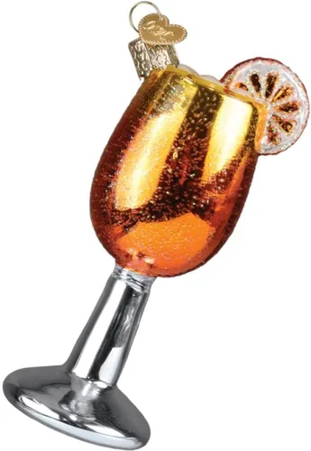 Vista 3 de Old World Christmas - Adorno de vidrio soplado Aperol Spritz para árbol de Navidad, decoración festiva artesanal, colección de bebidas para adultos
